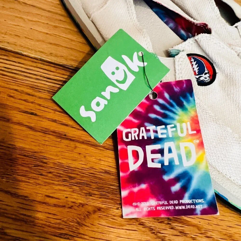 SANUK DONNA HEMP X GRATEFUL DEAD TIE DYE SIDEWALK SURFER SHOES, US 9 NWT